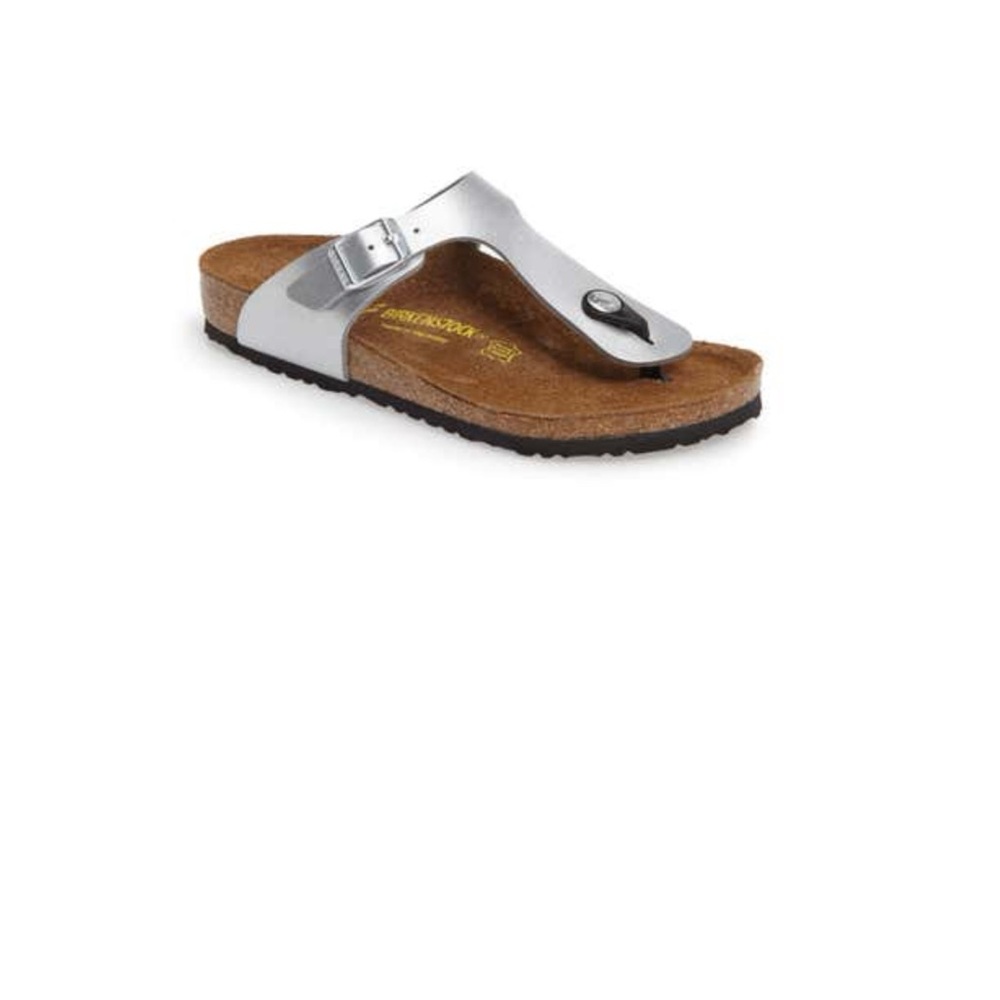 Birkenstock Kids Gizeh Birko-Flor Flip-Flop Sandals, Electric Metallic Silver 13